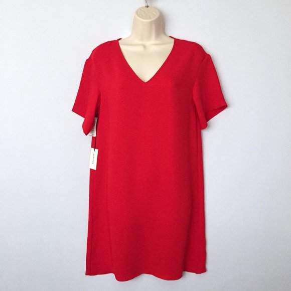 NWT ARITZIA BABATON Aaron Red V-Neck Shift Dress - Picture 6 of 9